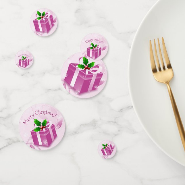 Pink Christmas Gift Table Confetti (Group)