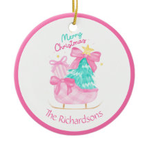 pink christmas gifts sleigh tree