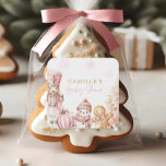 Pink Christmas Girl Baby Shower Square Sticker<br><div class="desc">These cute Pink Christmas Girl Baby Shower stickers are perfect for adding a fun,  festive vibe to your party! Use them to seal invites or decorate favours,  bringing a little holiday cheer to your special day. Designed by Cava Party Design</div>