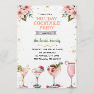 Pink Christmas Girls Night cocktails invitation