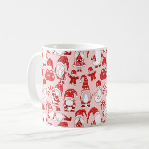 Pink Christmas Gnome & Gingerbread Pattern Coffee Mug