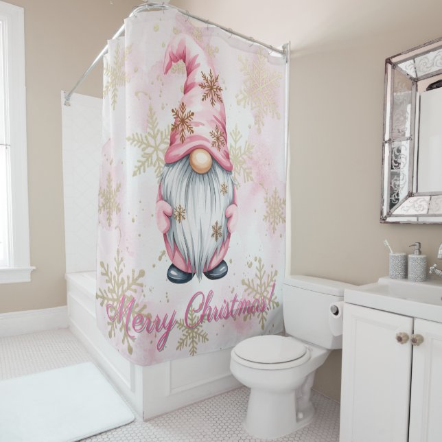 Pink Christmas Gnome Gold Snowflakes (In Situ)
