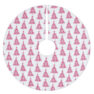 Pink Christmas Holiday tree Brushed Polyester Tree Skirt