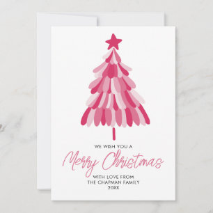 Pink Christmas Holiday tree Card