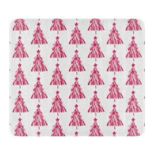 Pink Christmas Holiday tree Cutting Board