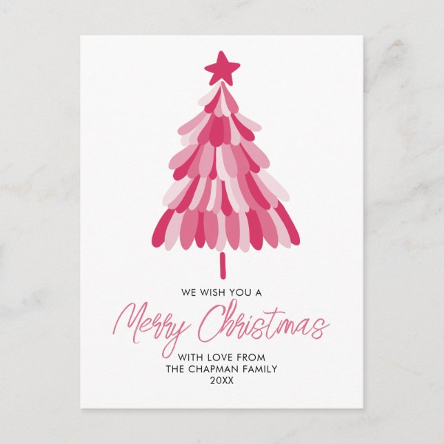 Pink Christmas Holiday tree Postcard (Front)