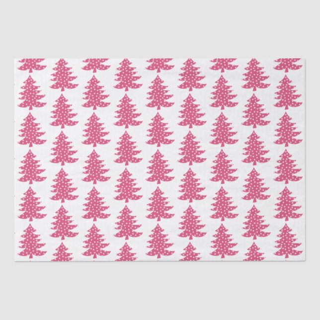 Pink Christmas Holiday tree Tissue Paper (Front)