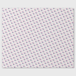 Pink Christmas Holly & Stars Coquette Wrapping Pap Paper