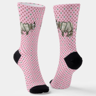 Pink Christmas horse socks