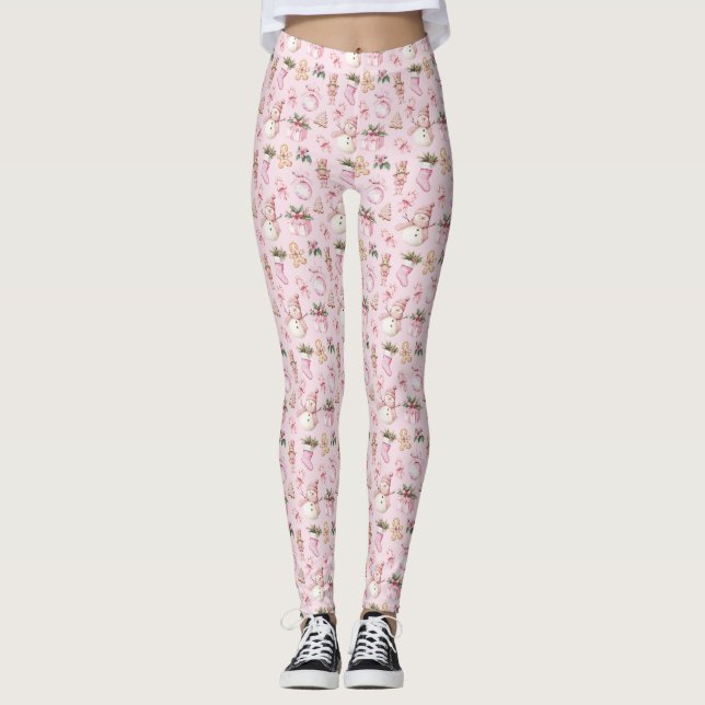 Pink Christmas Leggings (Front)