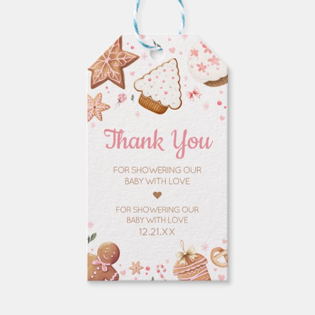 Pink Christmas Little Cookie Favour Tags (Front)