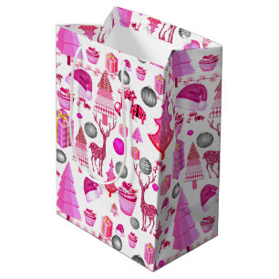 Pink Christmas Medium Gift Bag