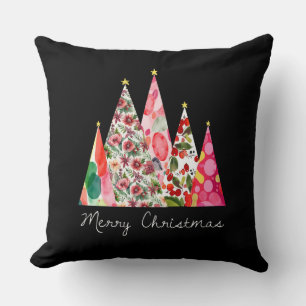 Pink Christmas Modern Elegant Trees Throw Pillow