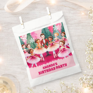 Pink Christmas Nutcracker Ballerina Kids Birthday Favour Bag
