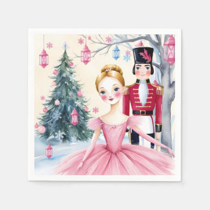 Pink Christmas Nutcracker Ballet & Ballerina  Napkin