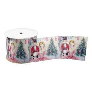 Pink Christmas Nutcracker Ballet & Ballerina Satin Ribbon