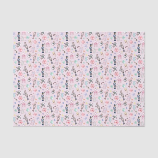 Pink Christmas Nutcracker, Gingerbread & Snowmen  Tissue Paper (Front)
