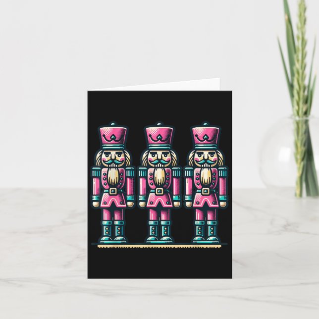 Pink Christmas Nutcracker Xmas Pink Nutcracker  Card (Front)