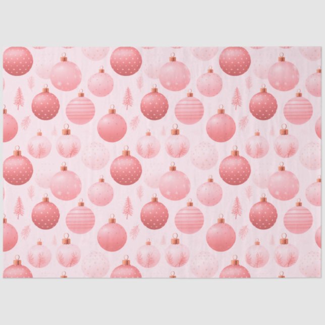 Pink Christmas Ornaments Christmas Tissue Paper (Front)