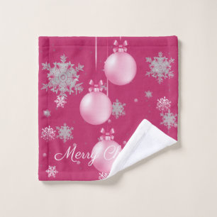 Pink Christmas Ornaments Towel Set