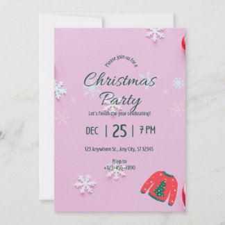 Pink Christmas Party Invitation