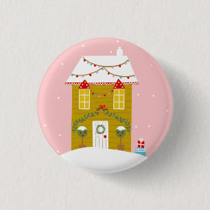 Pink Christmas Party Kids Birthday Holiday 1 Inch Round Button