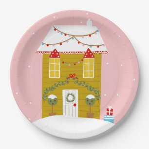 Pink Christmas Party Kids Birthday Holiday Paper Plate