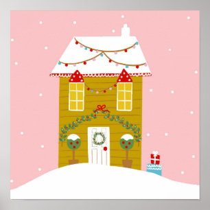 Pink Christmas Party Kids Birthday Holiday Poster