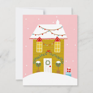 Pink Christmas Party Kids Birthday Holiday RSVP Card