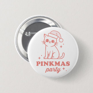 Pink Christmas party pinkmas aesthetic cat 2 Inch Round Button