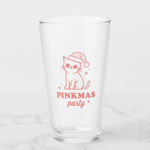 Pink Christmas party pinkmas aesthetic girly cat Glass