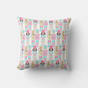 Pink Christmas Paste Nutcracker Ballet Soldiers Throw Pillow