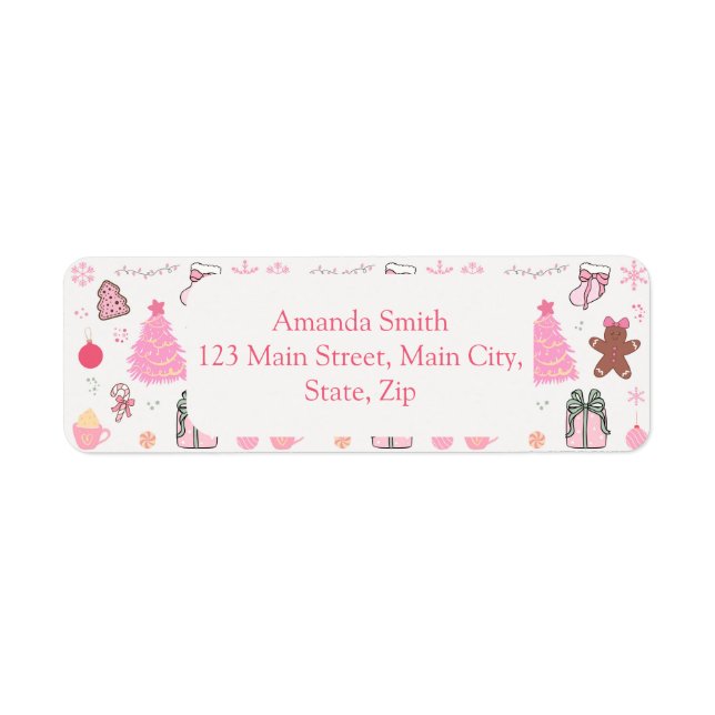  Pink Christmas Pattern Address (Front)