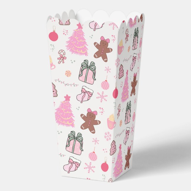 Pink Christmas Pattern Favor Box (Back)