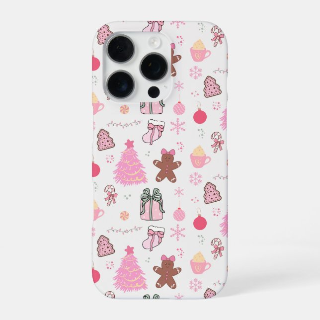Pink Christmas Pattern iPhone Case (Back)