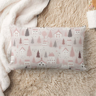 Pink Christmas Pattern Lumbar Pillow