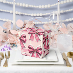 Pink Christmas Plaid bows Favor Box