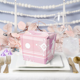 Pink Christmas Plaid Snowflakes Favor Box