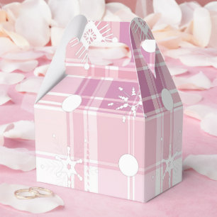 Pink Christmas Plaid Snowflakes Favor Box