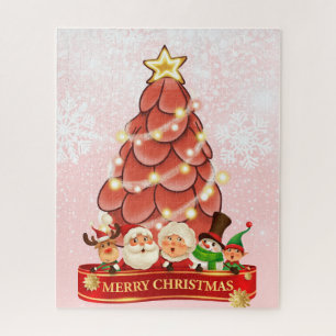 Pink Christmas Puzzle – Santa, Reindeer & Elves