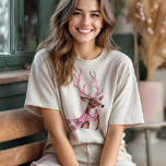 Pink Christmas Retro Vintage Reindeer Monogram Tri-Blend Shirt<br><div class="desc">Embrace the magic of the season with our charming personalized retro pink reindeer t-shirt. This delightful shirt is designed to spread festive cheer with its whimsical watercolor illustration of a retro-style pink reindeer. Personalize it with your monogram to make it uniquely yours or create a thoughtful gift for someone special....</div>
