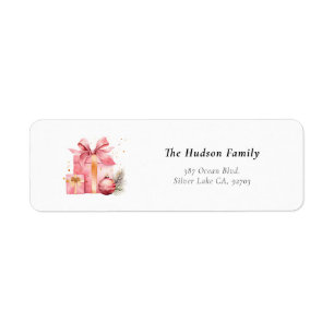 Pink Christmas Return Address Labels