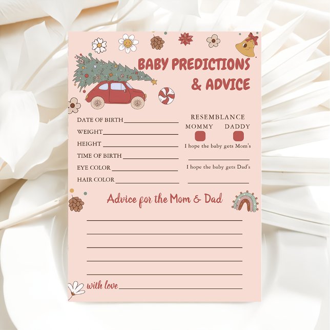 Pink Christmas Santa Baby Predictions Advice Game Invitation (Creator Uploaded)