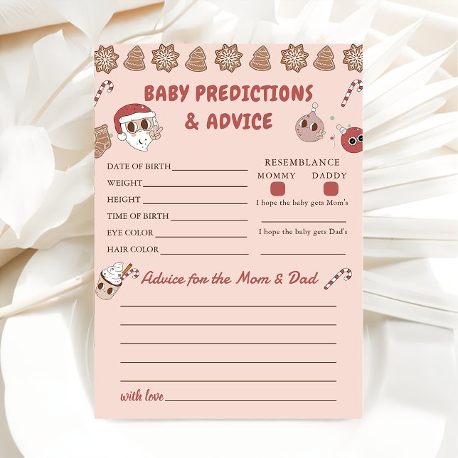 Pink Christmas Santa Baby Predictions Advice Game Invitation (Creator Uploaded)