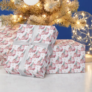  Pink Christmas Santa Presents Wrapping Paper