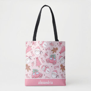 Pink Christmas Seamless  Tote Bag