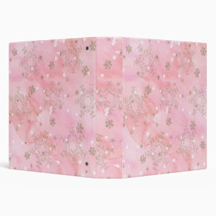 Pink Christmas Snowflakes Boho Pattern Binder