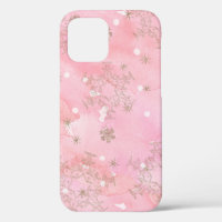 Pink Christmas Snowflakes Boho Pattern