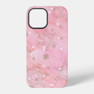 Pink Christmas Snowflakes Boho Pattern iPhone 12 Case