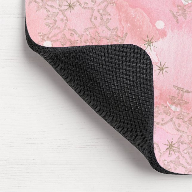 Pink Christmas Snowflakes Boho Pattern Mouse Pad (Corner)